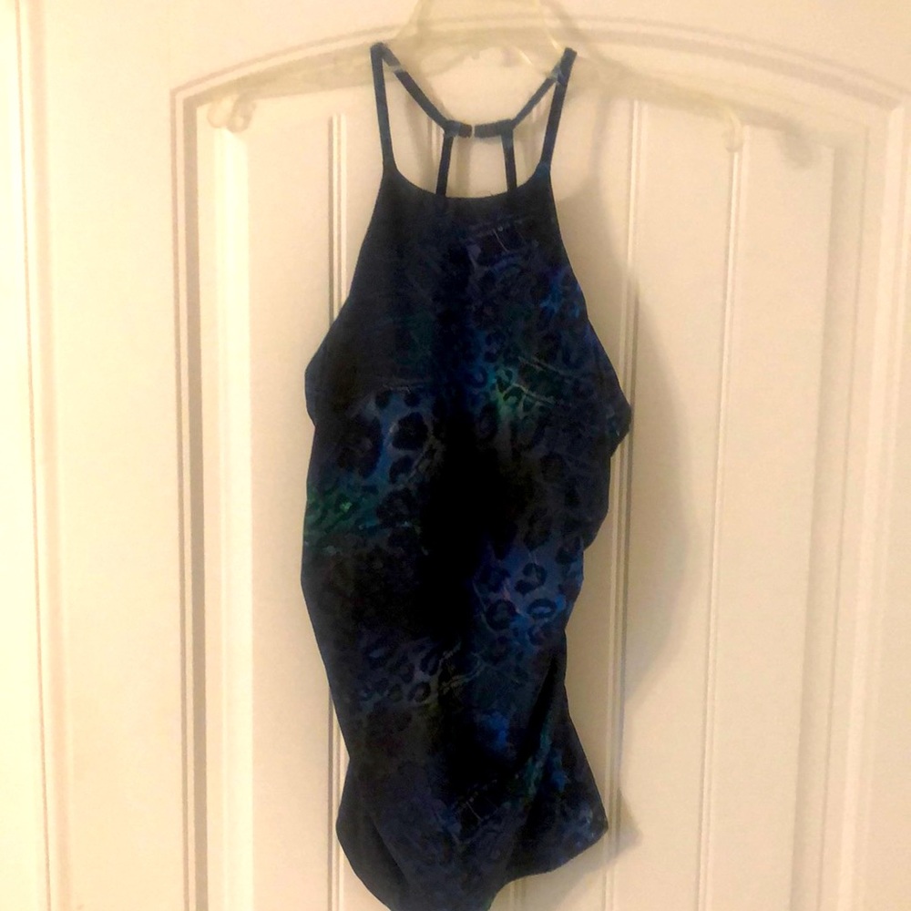 Hapari Animal high neck straps tankini top